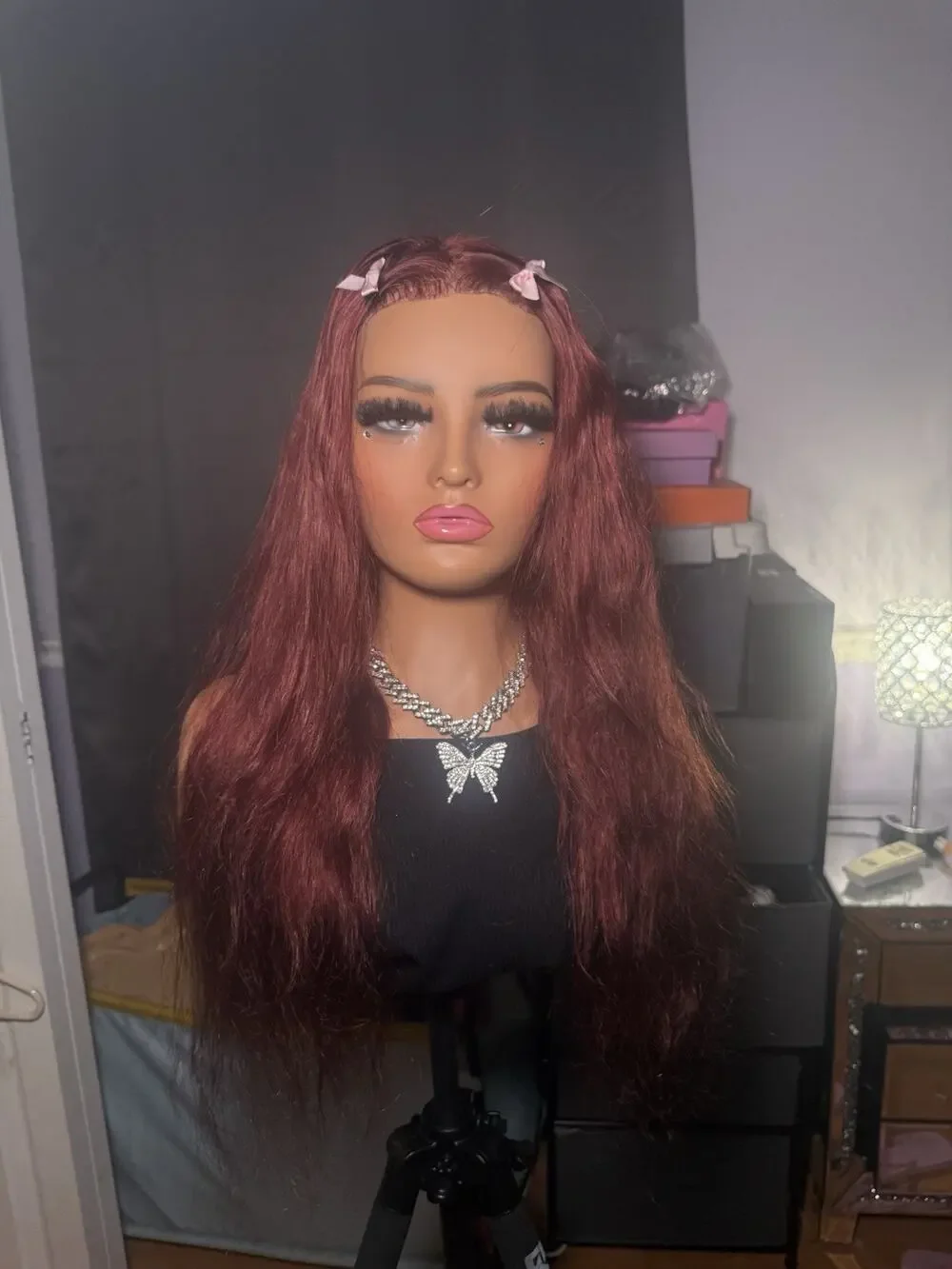 100% Human Hair 13x4 Lace Front Wig Burgundy